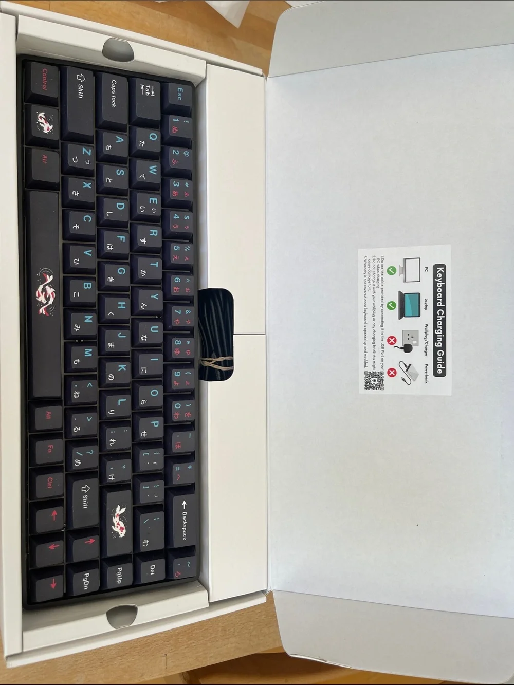 Black Custom koi key caps with cherry red switches, 60% (perfect for gaming)
